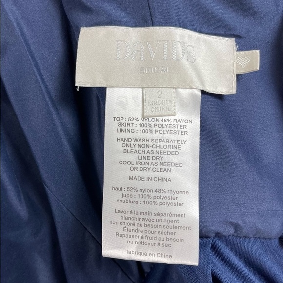 David's Bridal Size 2 Marine Lace Strapless Maxi Dress Wedding Guest Bridesmaid - Picture 7 of 8